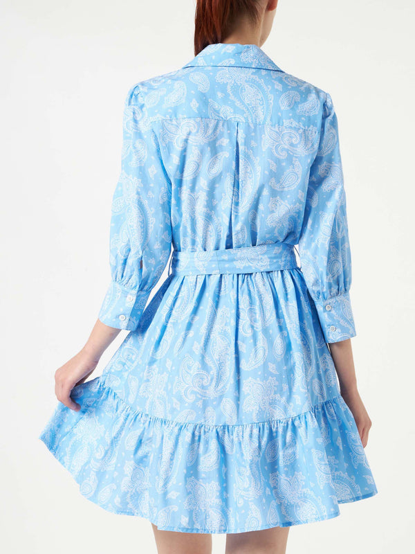 Kurzes Kleid aus Baumwolle mit Paisley-Print