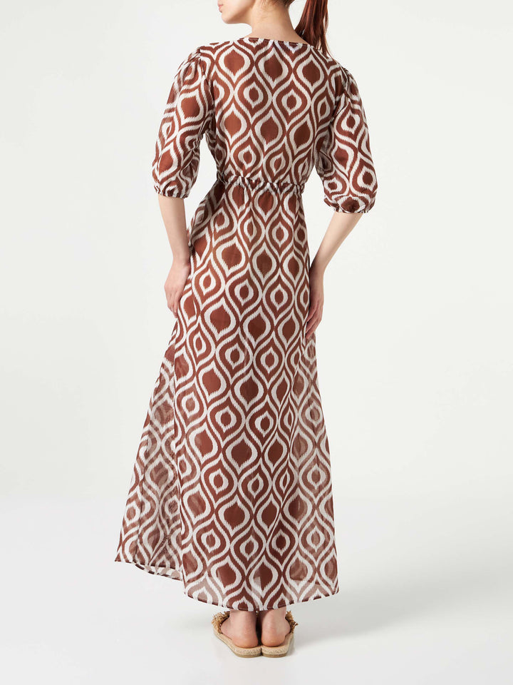 Cotton and silk long beach dress Bliss with ikat print - MC2 Saint Barth