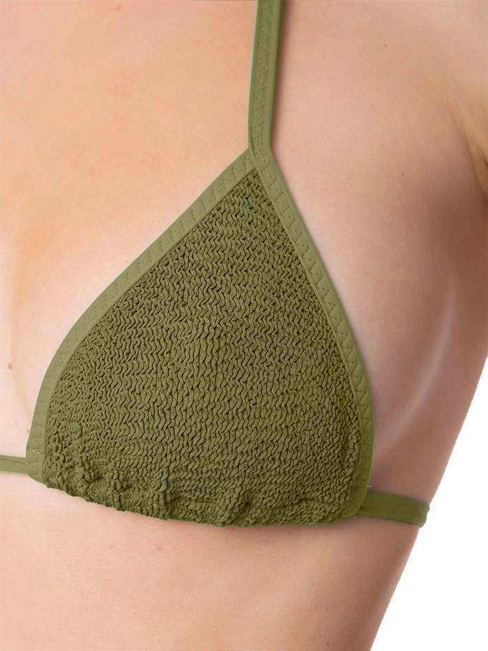 Woman forest green crinkle triangle top swimsuit - MC2 Saint Barth