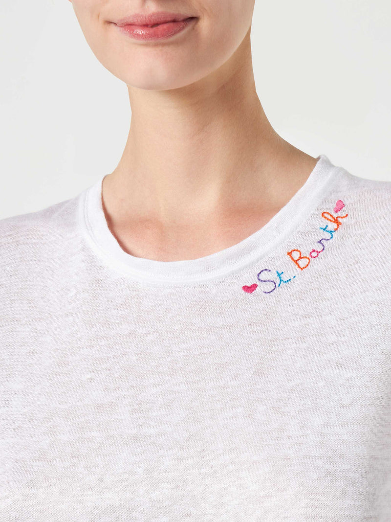 T-shirt in cotone con ricamo Love St. Barth