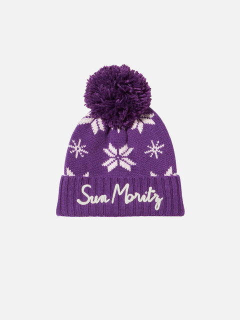 Woman purple beanie with norwegian pattern - MC2 Saint Barth