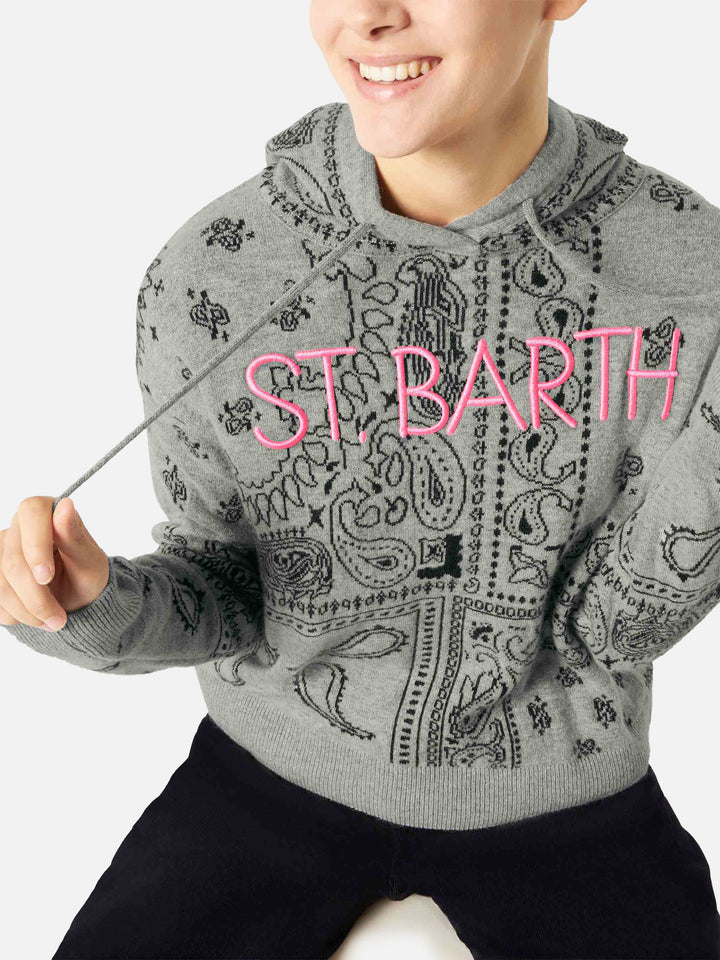 Felpa da donna in maglia con stampa bandana