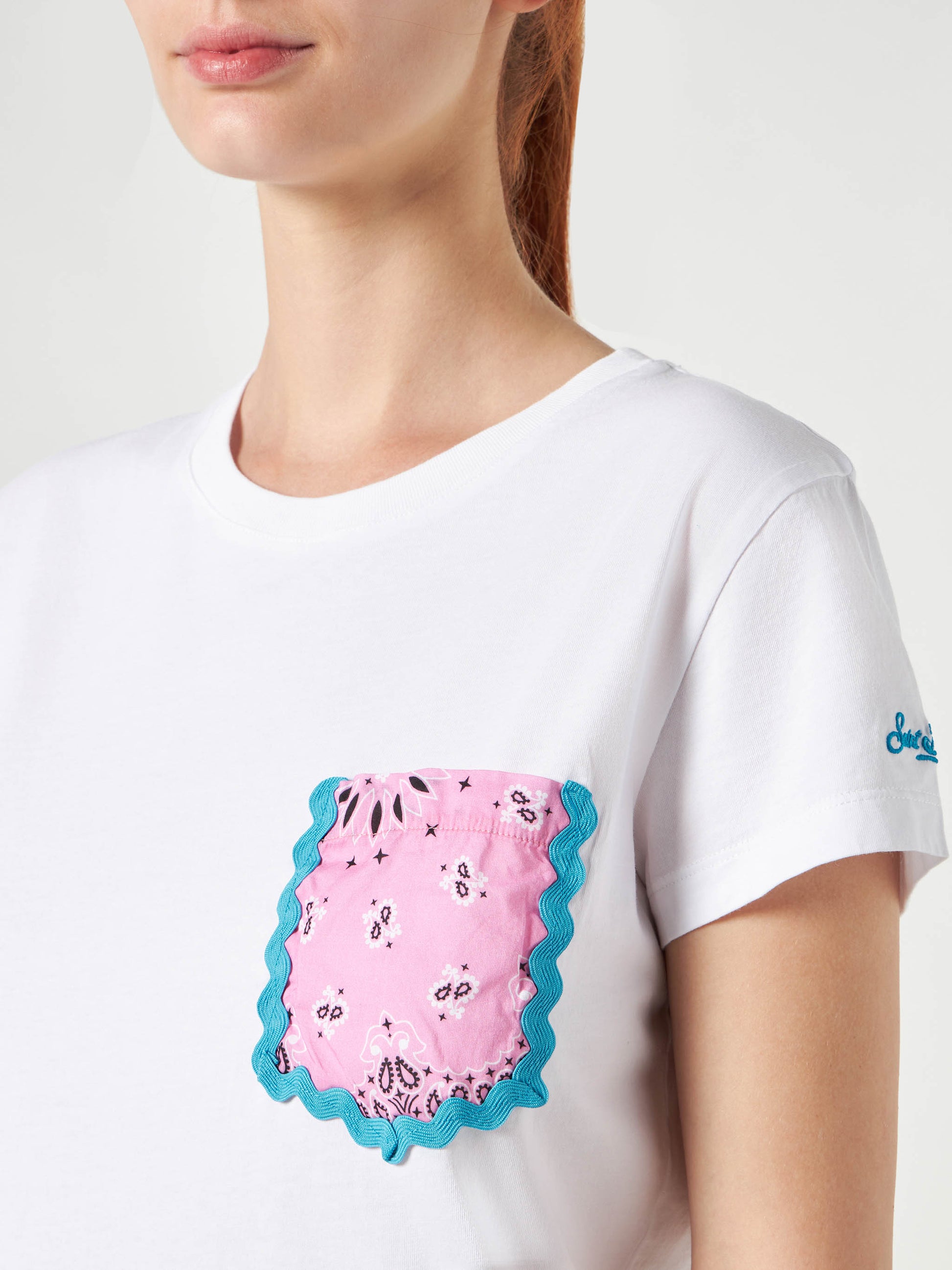 T-shirt da donna in cotone con taschino S