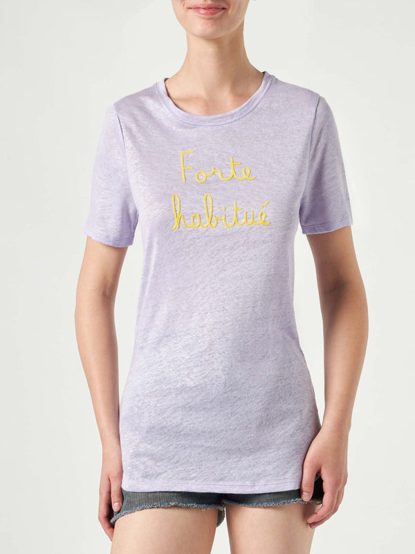 T-shirt in lino con ricamo Forte Habituè