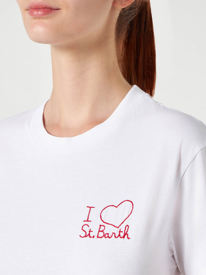 Mc2 Saint Barth T-shirt da donna in cotone con cuore ricamato