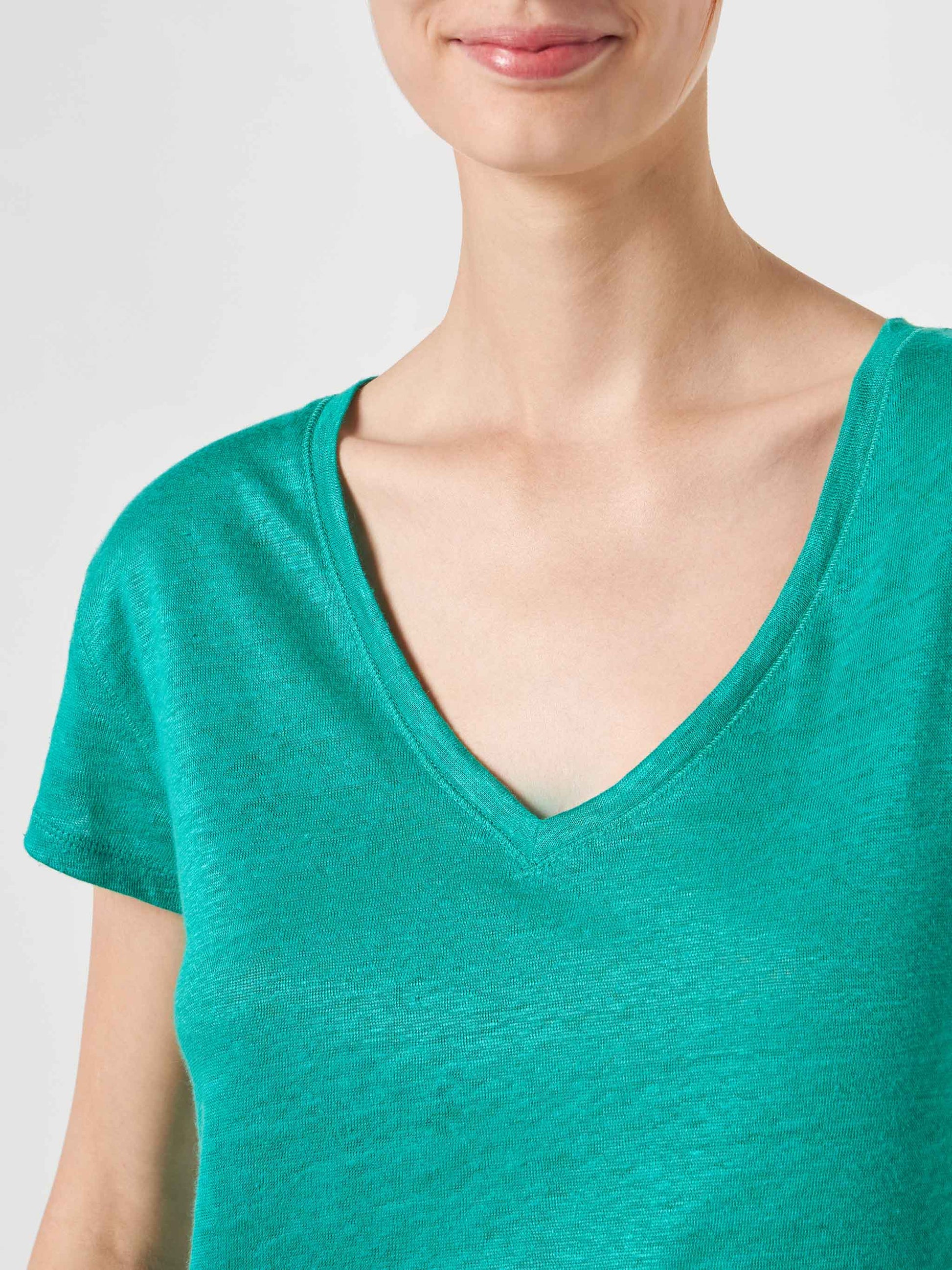 Woman green linen t-shirt - MC2 Saint Barth