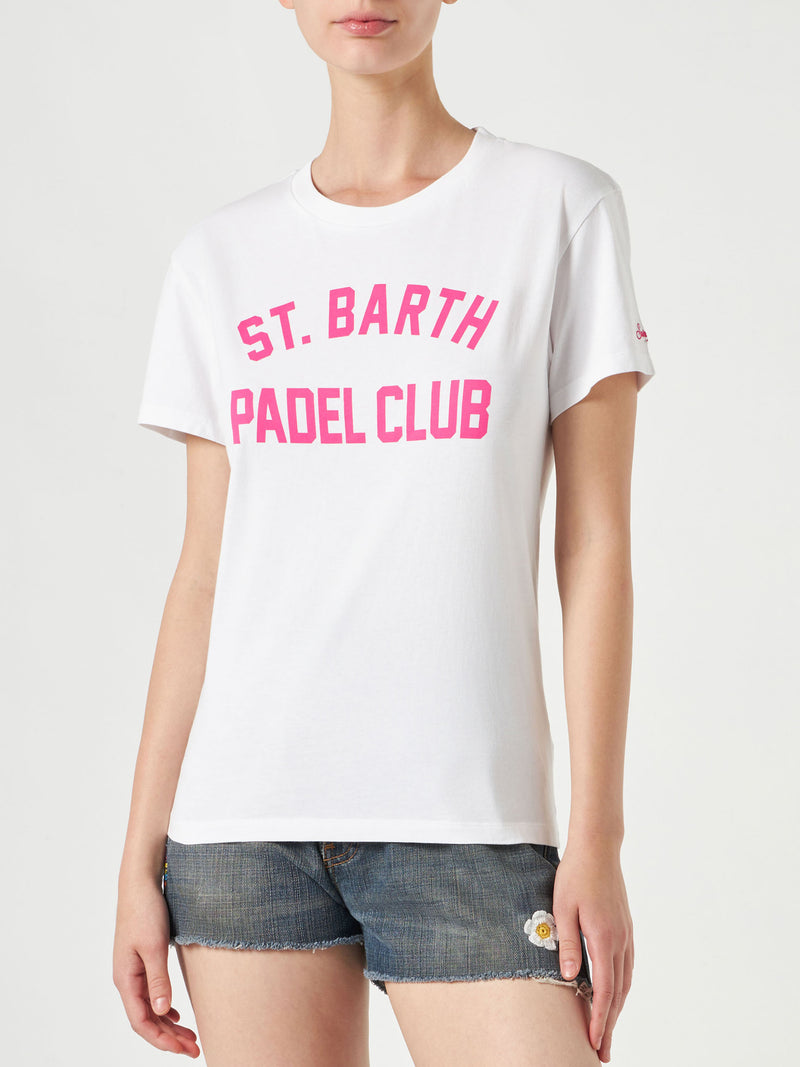 T-shirt da donna in cotone con stampa St. Barth Padel Club
