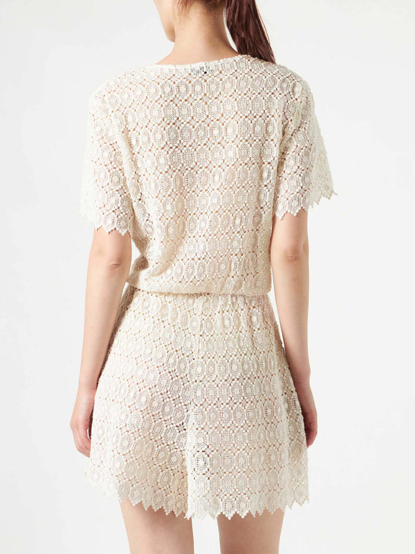 Off white lace short jumpsuit