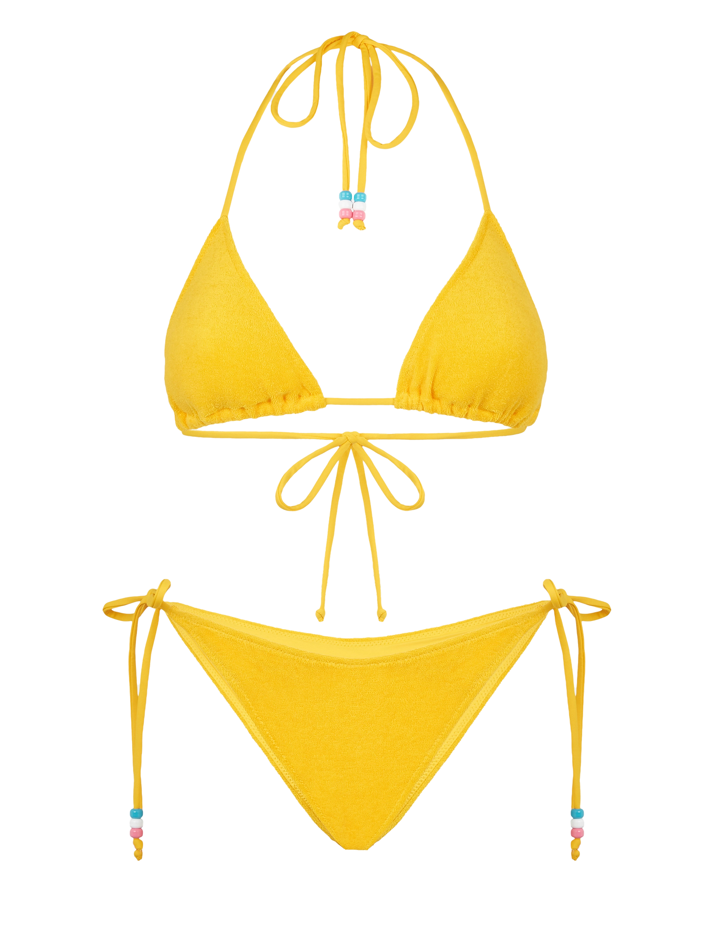 Woman yellow terry triangle bikini with charms - MC2 Saint Barth