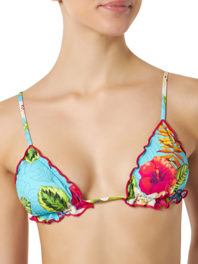 Woman triangle bikini with Ibiscus print - MC2 Saint Barth