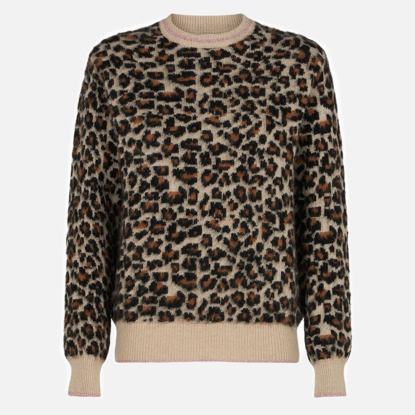 Maglione da donna garzato con fantasia leopardata