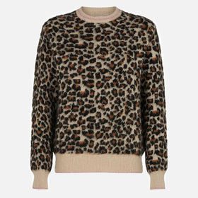 Maglione da donna garzato con fantasia leopardata