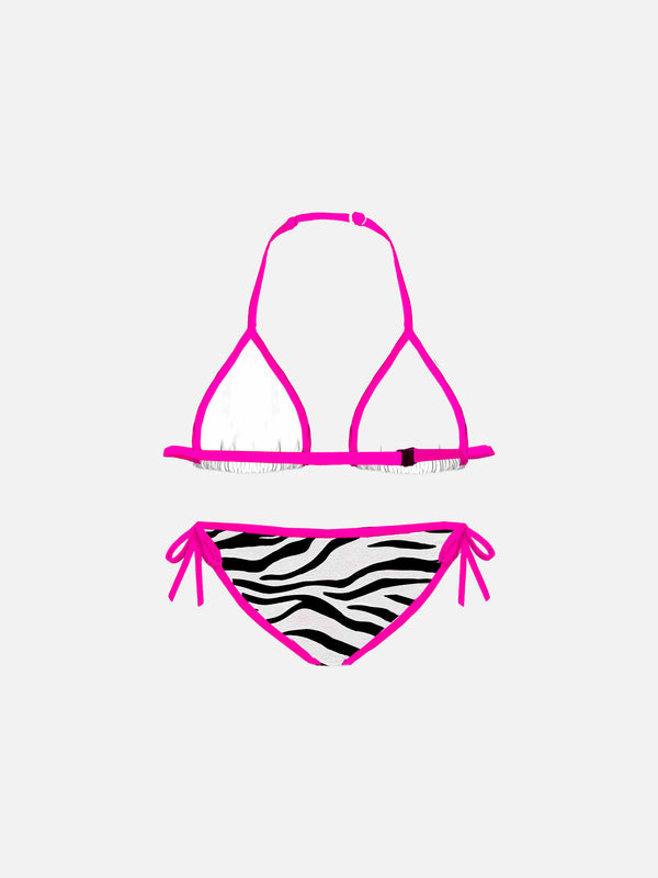 Mädchen-Triangel-Bikini mit Zebra-Print