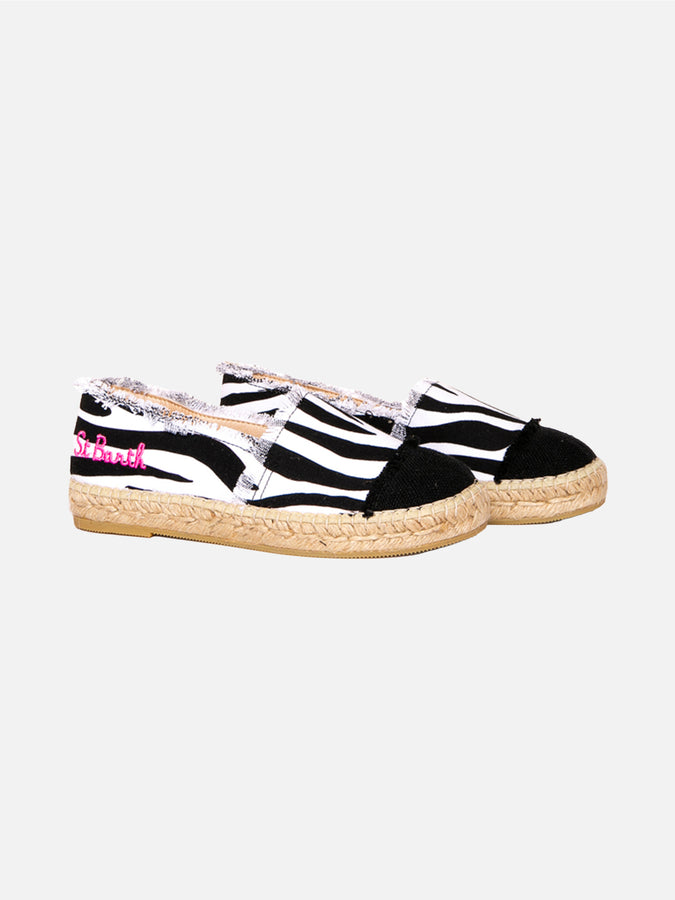 Mc2 Saint Barth Espadrillas in tela stampa zebrata con ricamo