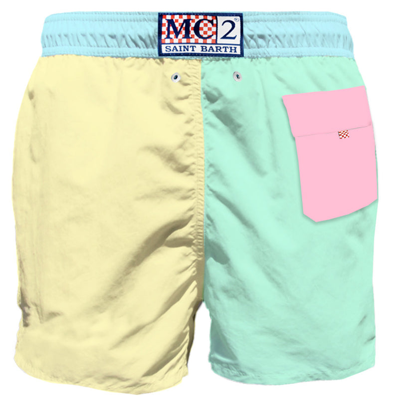 Man multicolor swim shorts with pocket