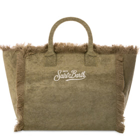 Borsa a spalla Vanity in spugna verde militare