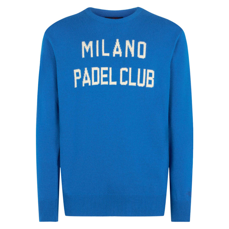 Herrenpullover mit Jacquard-Aufdruck „Milano Padel Club“.