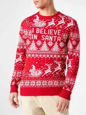 Man sweater with I believe in Santa lettering - MC2 Saint Barth