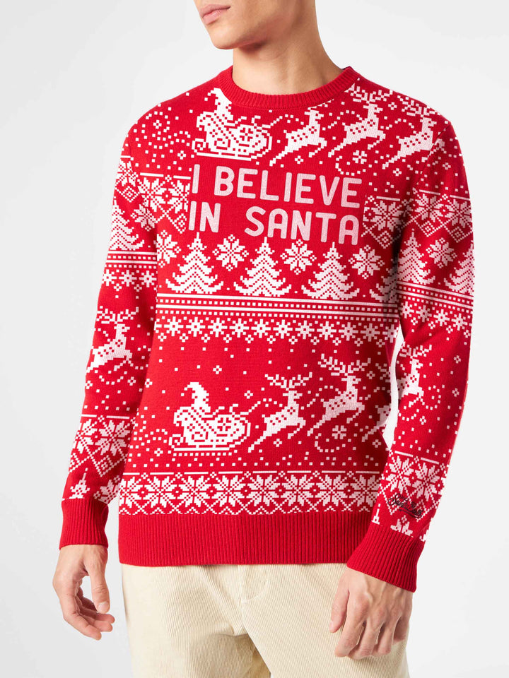 Man sweater with I believe in Santa lettering - MC2 Saint Barth