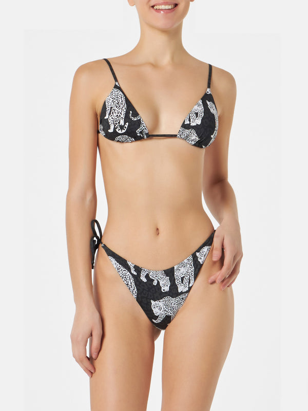 Bikini da donna a triangolo con stampa leopardata