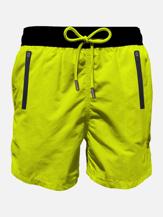 Mc2 Saint Barth Costume da bagno con zip in tessuto leggero giallo fluo