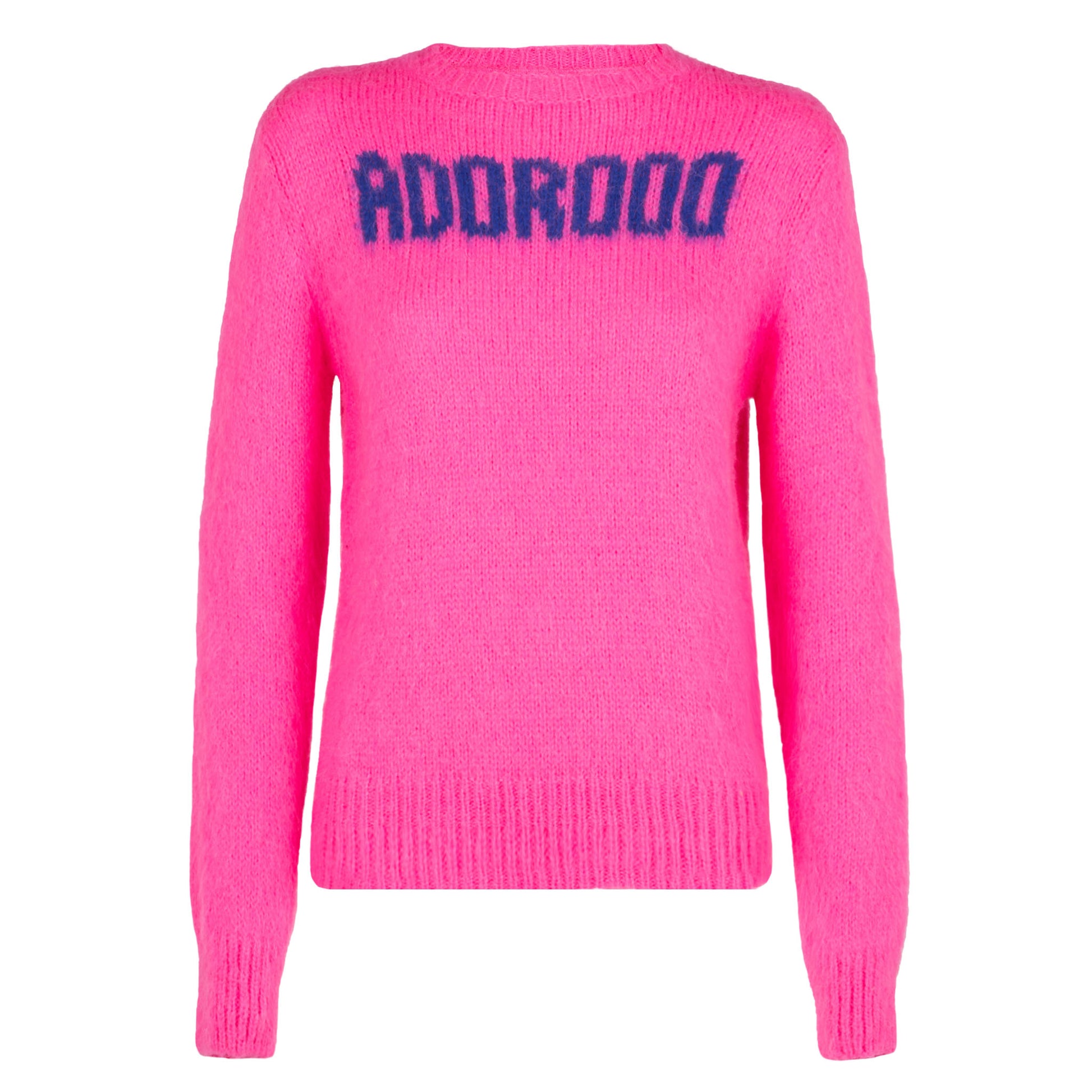 Woman fluo pink brushed sweater with Adorooo print - MC2 Saint Barth