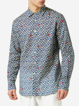 Man muslin cotton Sikelia shirt with palm print - MC2 Saint Barth