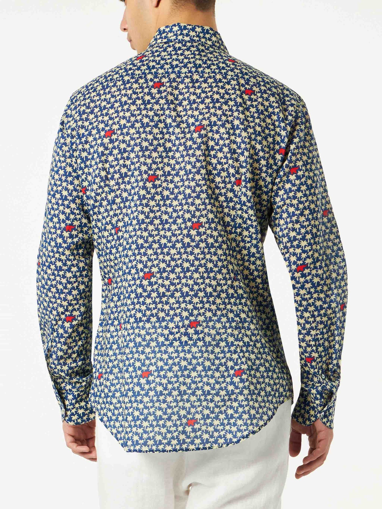 Man muslin cotton Sikelia shirt with palm print - MC2 Saint Barth