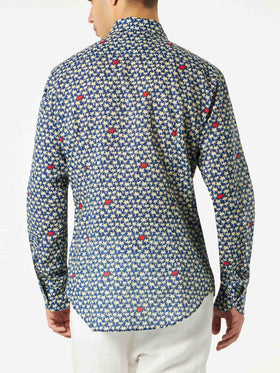 Man muslin cotton Sikelia shirt with palm print - MC2 Saint Barth