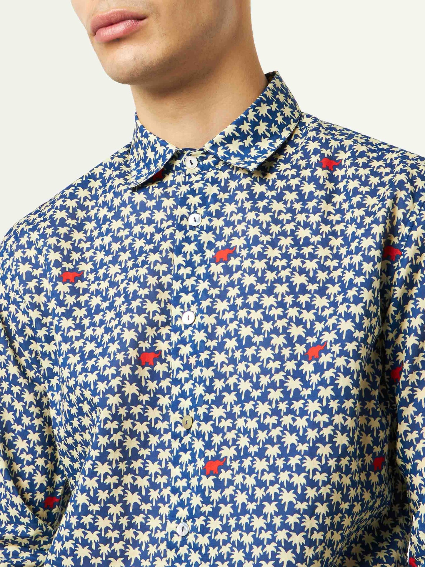 Man muslin cotton Sikelia shirt with palm print - MC2 Saint Barth
