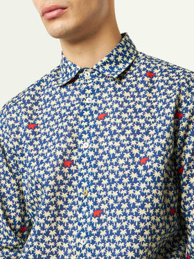 Man muslin cotton Sikelia shirt with palm print - MC2 Saint Barth