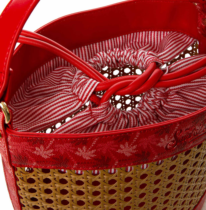 Straw bucket bag with red monogram details - MC2 Saint Barth