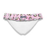 Girl ruffled swim briefs with unicorn print