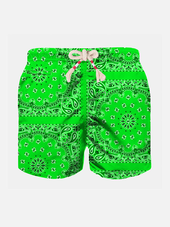 Mc2 Saint Barth Costume da bambino verde fluo con stampa bandana