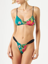 Bikini da donna a fascia con stampa tropicale