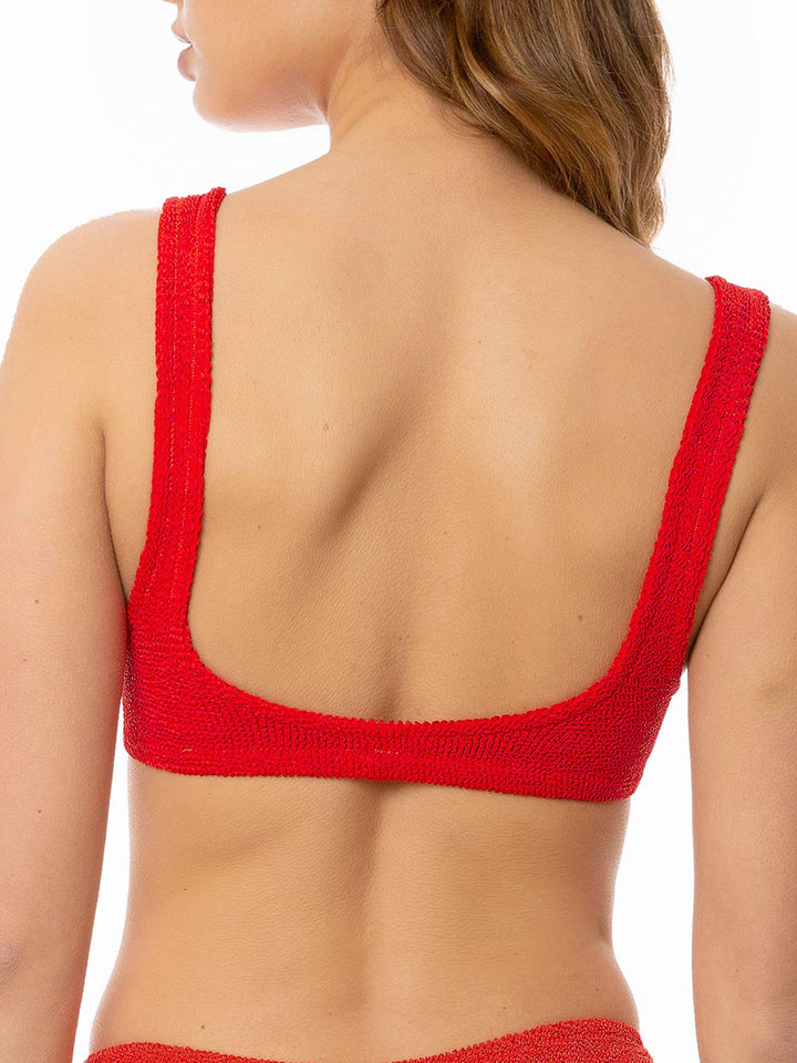 Woman red crinkle bralette top swimsuit - MC2 Saint Barth