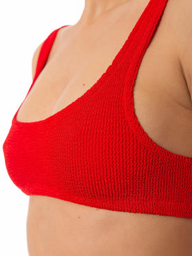 Woman red crinkle bralette top swimsuit - MC2 Saint Barth