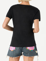 T-shirt da donna in lino nero