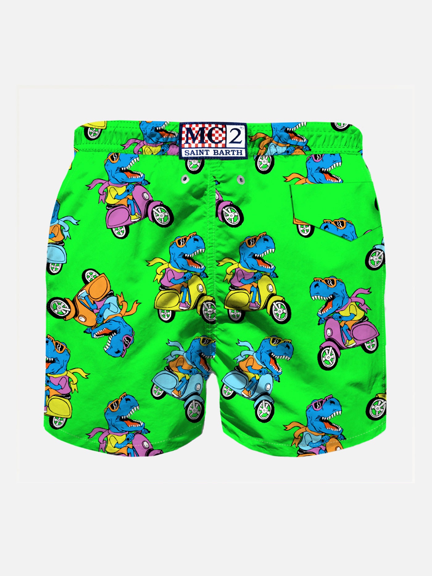 Boy swim shorts with multicolor rider t-rex - MC2 Saint Barth