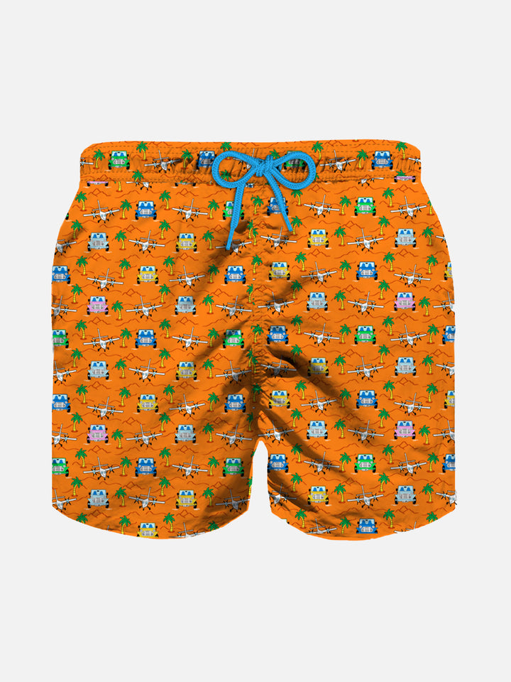 Boy swim shorts with cars and palms print - MC2 Saint Barth