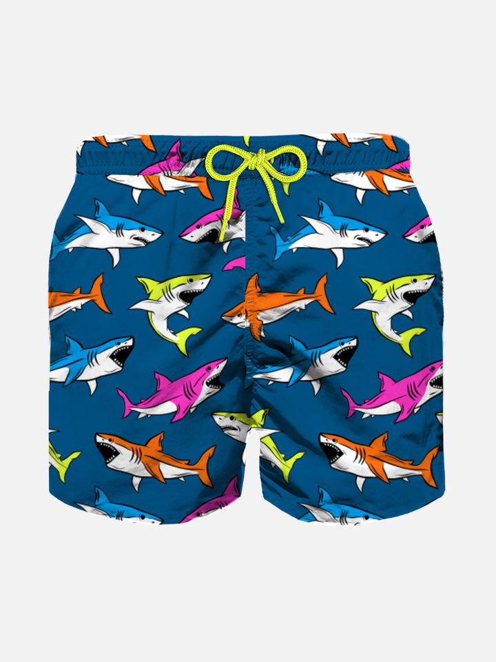 Boy swim shorts with multicolor sharks print - MC2 Saint Barth