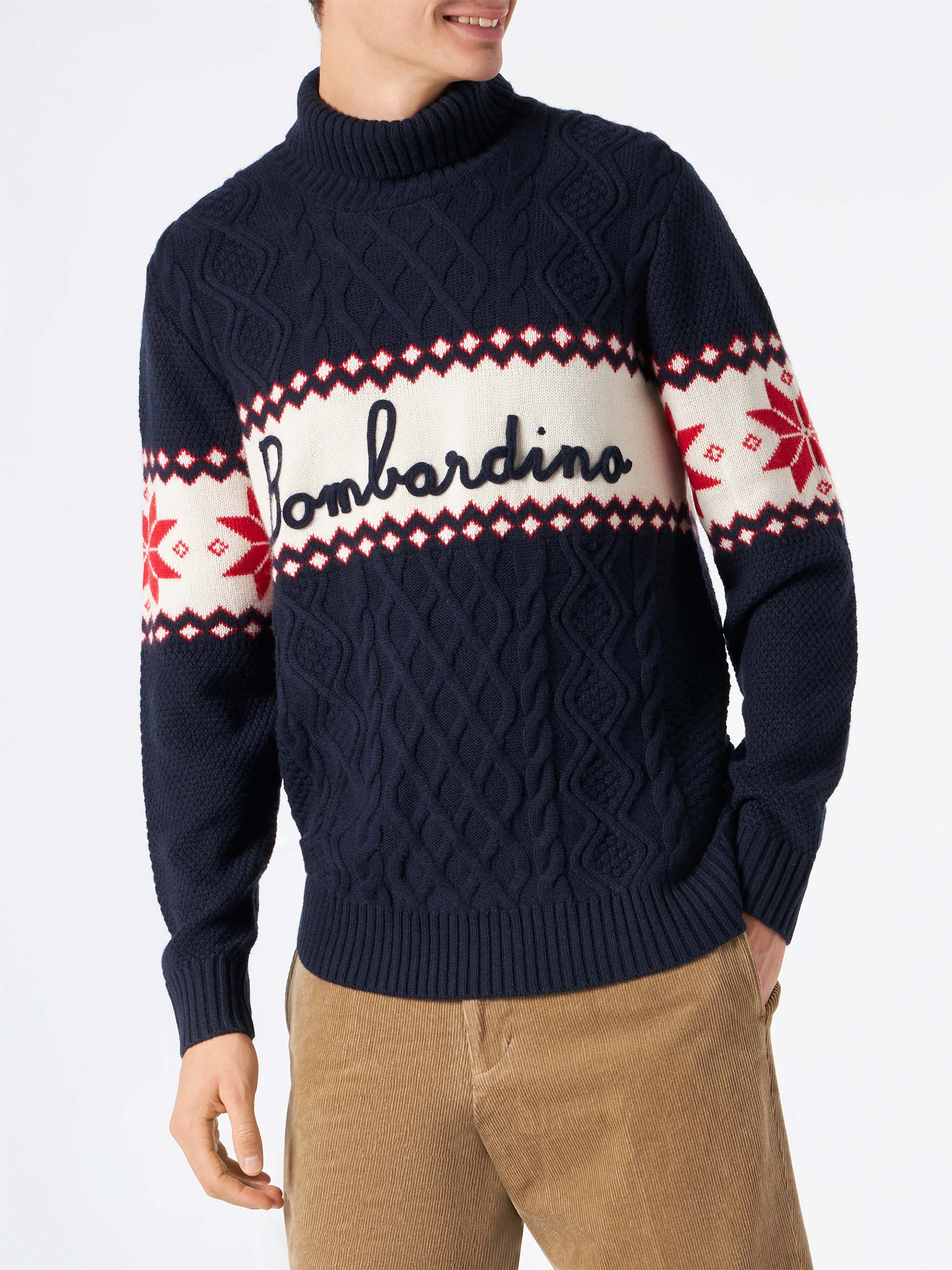 Maglione Natalizio Uomo Xact - Skyline Di New York Con Babbo Natale E Renne - Girocollo Rosso