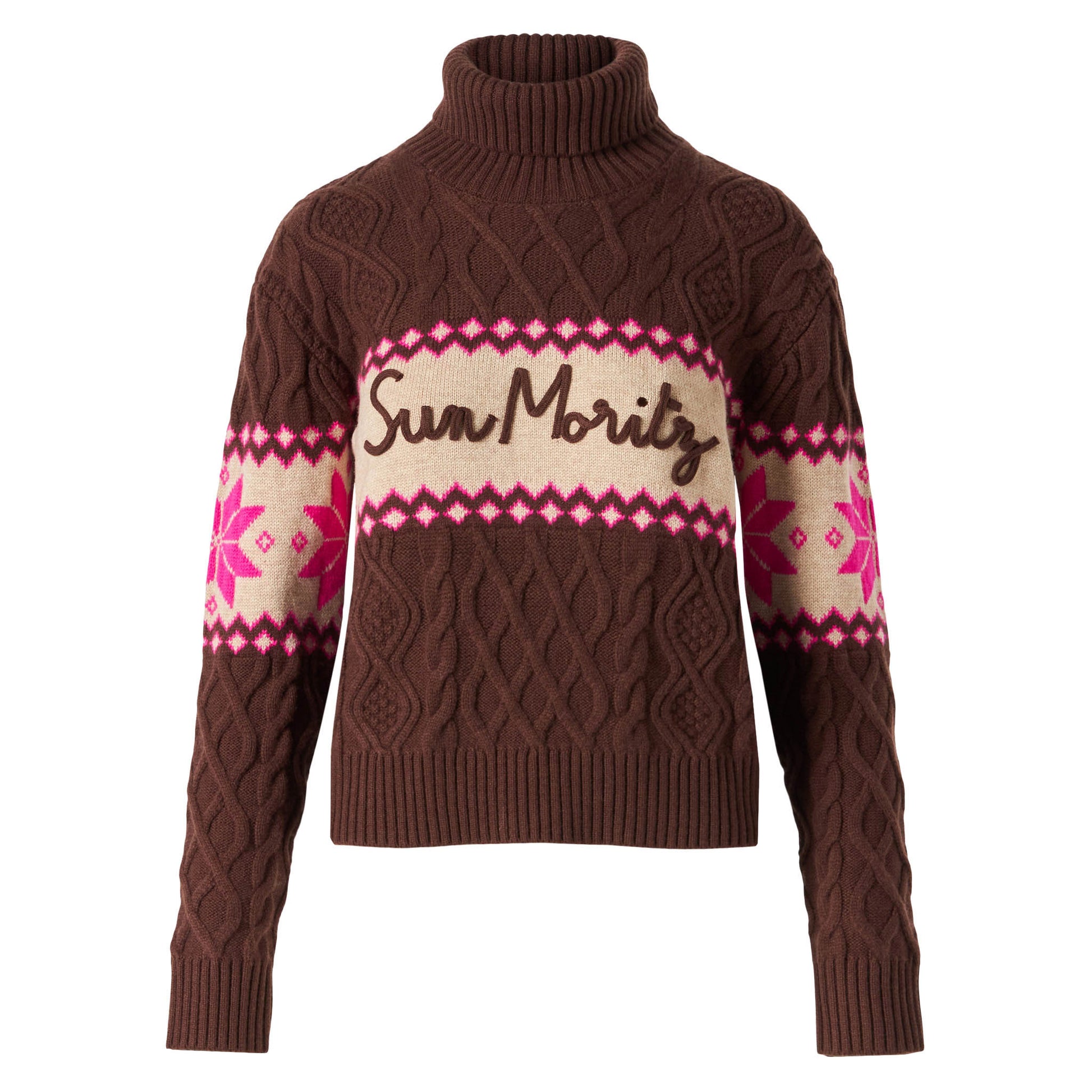 Woman half-turtleneck sweater with Sun Moritz lettering - MC2 Saint Barth