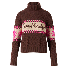 Woman half-turtleneck sweater with Sun Moritz lettering - MC2 Saint Barth