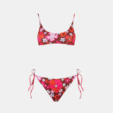 Damen-Bralette-Bikini mit Retro-Blumendruck