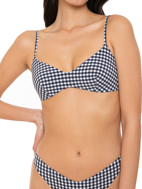 Blaues Gingham-Bralette