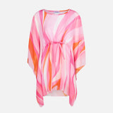 Rosa und orangefarbener Kaftan mit Wellenmuster