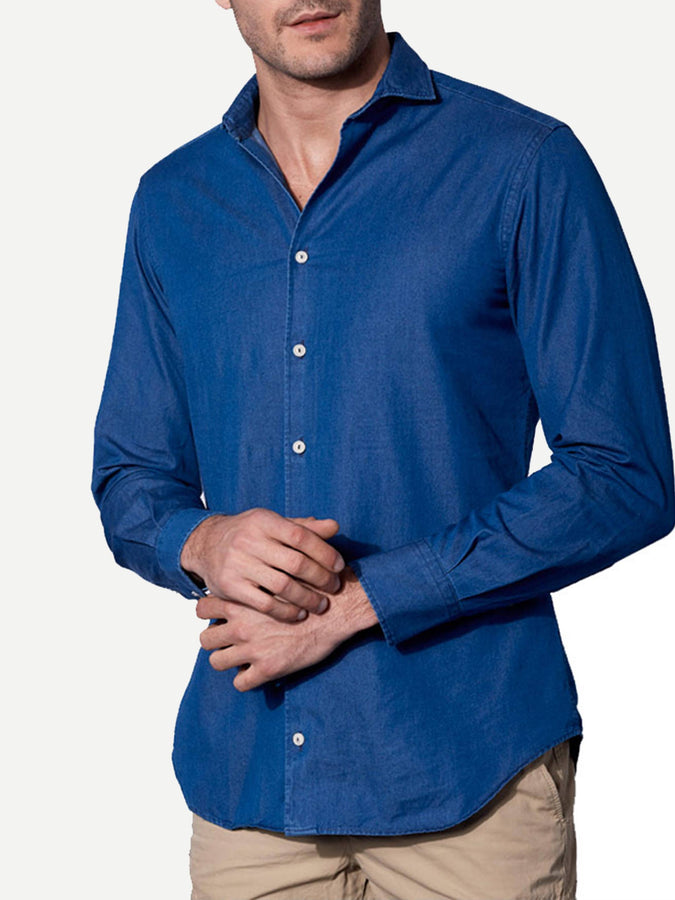 Mc2 Saint Barth Camicia da uomo Pamplona in cotone denim blu