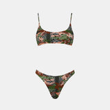 Woman bralette bikini with mimetic bandanna print