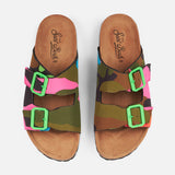 Sandali con stampa mimetica fluo multicolore
